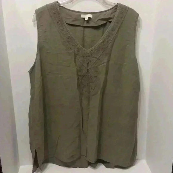 St. Tropez West Linen Women’s Sleeveless Top in Sage Green, Size 2XL - Picture 1 of 8